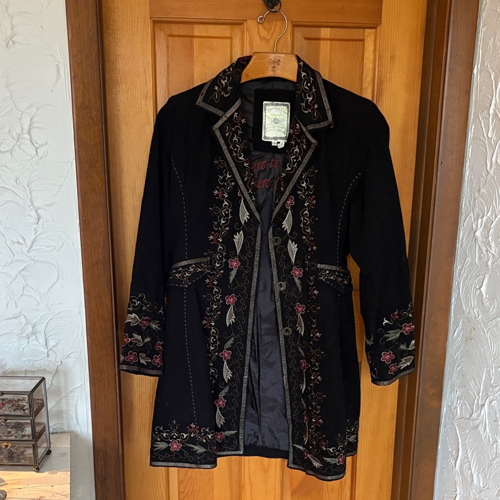 Paparazzi Black Blazer with Pink and Gold Embroidery